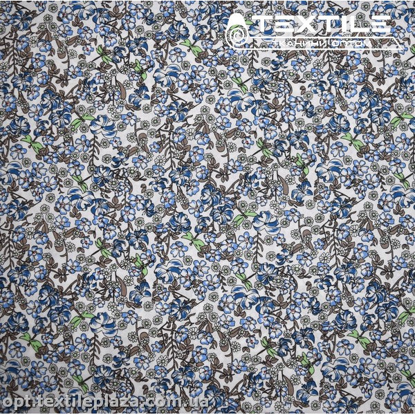 Хлопок цветы 2748D22C2 голубые, белый