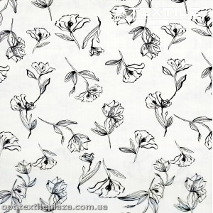 Хлопок цветы 4073D412C2 черные, белый