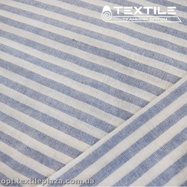 Хлопок полоска 4022D1C1 бело-голубая