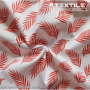 Хлопок листья 3874D15C2 красные, белый