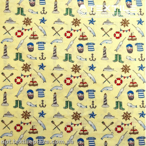 Хлопок абстракция 11452D17C1 капитан, желтый