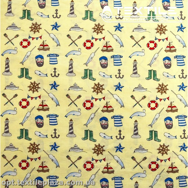 Хлопок абстракция 11452D17C1 капитан, желтый