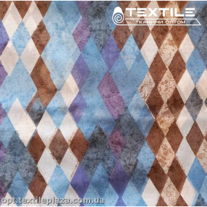 Хлопок батист 3893D49C2 ромбы, коричнево-голубой