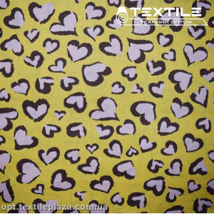 Хлопок абстракция 3874D5C2 сердечки , желтый
