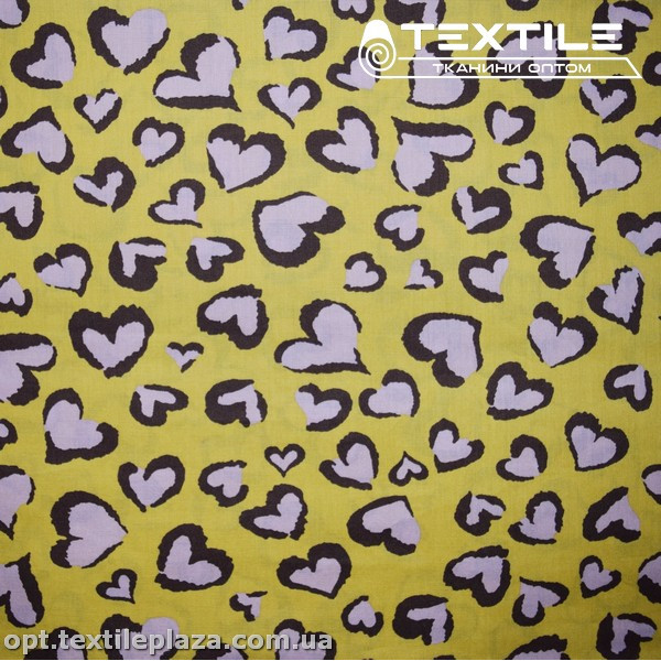 Хлопок абстракция 3874D5C2 сердечки , желтый