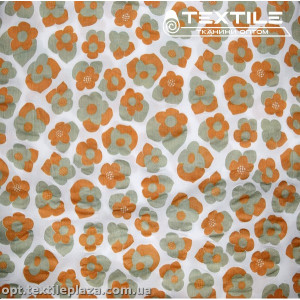 Хлопок жаккард 4105D1C1 оранжево-фисташковые, белый