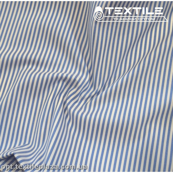Хлопок полоска 4166D1C1 рубашечный, бело-голубой