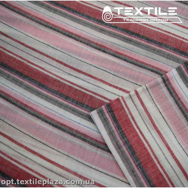 Хлопок полоска 4035D1C2 бело-бордовый
