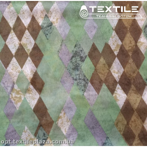 Хлопок батист 3893D49C3 ромбы, коричнево-фисташковый