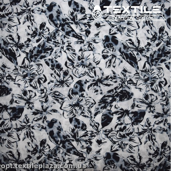 Хлопок цветы 3874D12C1 серые, белый