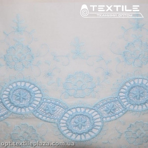 Хлопок вышивка 3150D50C2 узор купон голубой, белый