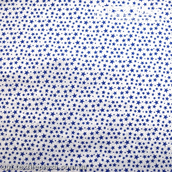 Хлопок абстракция 2591D13C1 звезды синие, белый