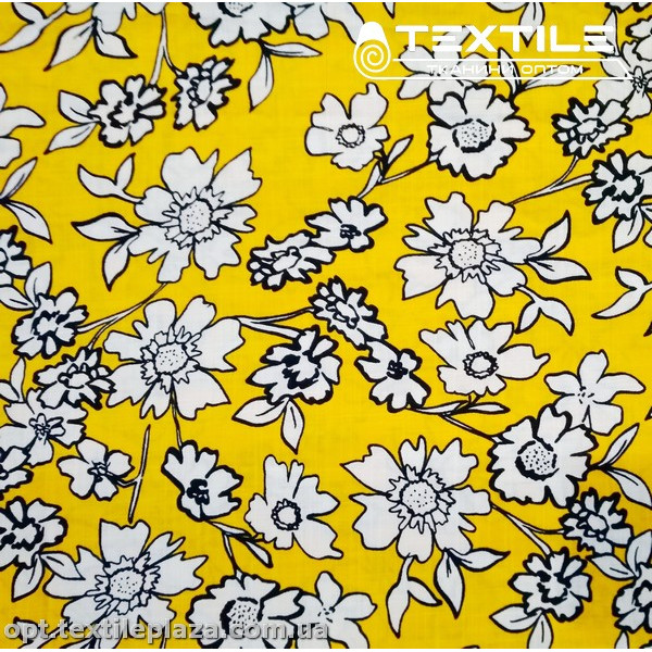 Хлопок цветы 4073D320C3 белые, желтый