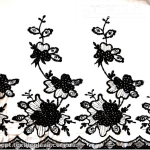 Хлопок вышивка 2886D7C1 узор купон черный, белый