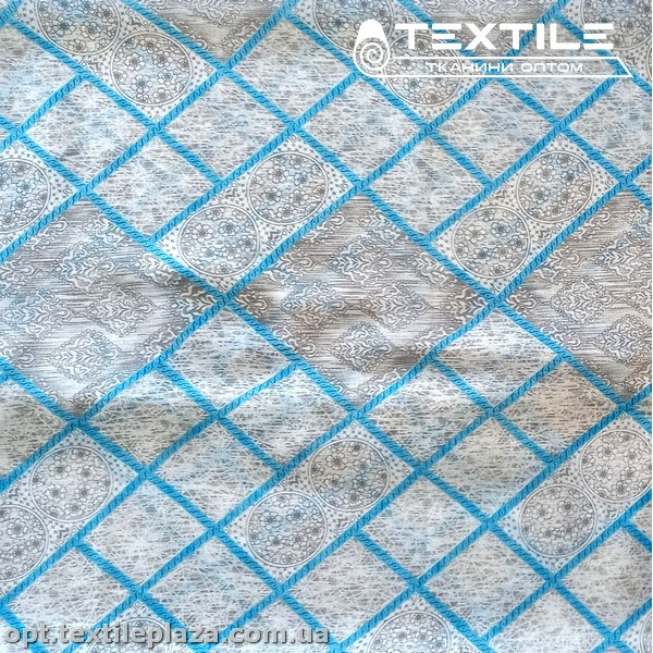 Хлопок батист 3893D39C3 узор, бирюзово-серый