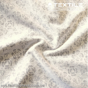 Хлопок жаккард 4159D1C2 Burnout цветы, молочный
