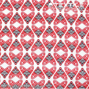 Хлопок абстракция 2591D3C1 сердечки красные, белый