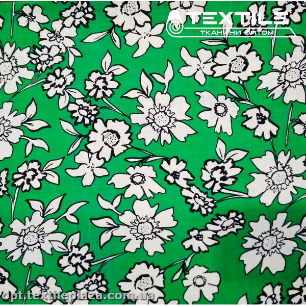 Хлопок цветы 4073D320C2 белые, зеленый