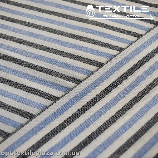 Хлопок полоска 4025D1C3 черно-голубой