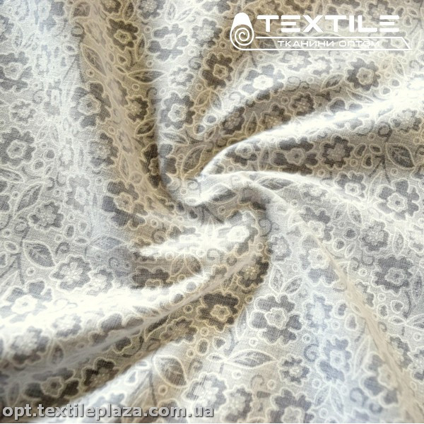 Хлопок жаккард 4159D3C2 Burnout цветы, молочный