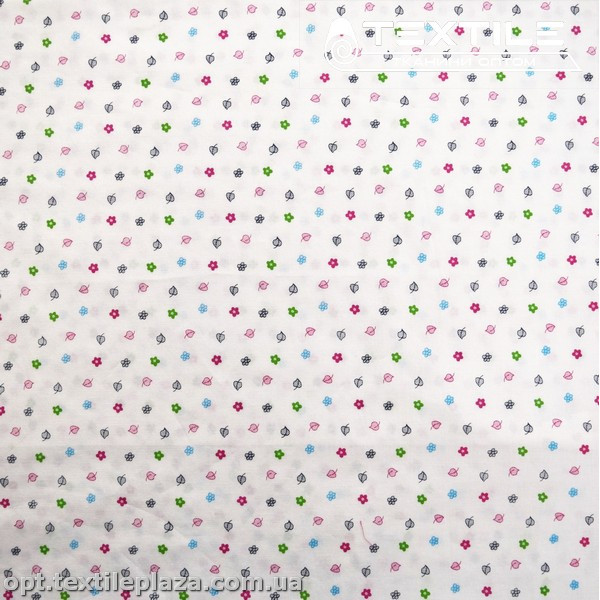 Хлопок листья 2591D16C1 разноцветные, белый