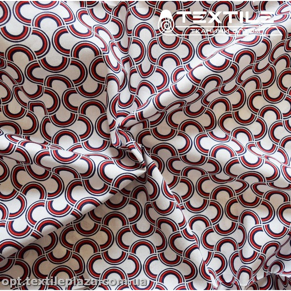 Хлопок абстракция 3874D2C2 узор красный, белый
