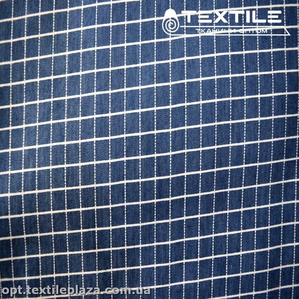 Джинс тонкий цветной 12358D2C1 клетка, синий
