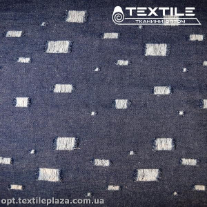 Джинс тонкий цветной 12358D3C1 перфорация, синий
