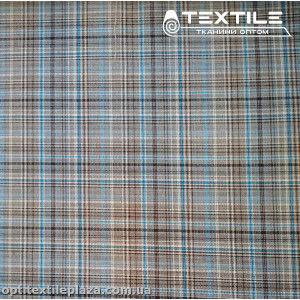 Костюмная ткань Клетка демисезонная 3838D3C2 коричнево-черно-голубой
