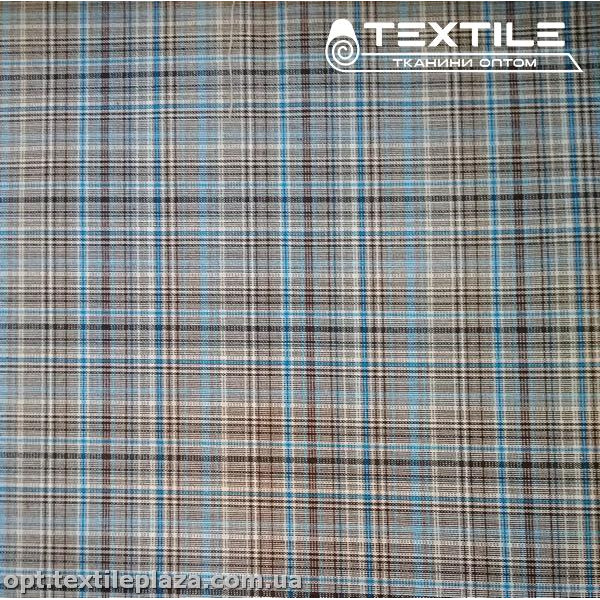 Костюмная ткань Клетка демисезонная 3838D3C2 коричнево-черно-голубой