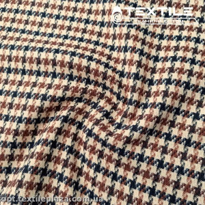 Костюмная ткань Клетка демисезонная 4169D6C1 гусиная лапка, бежево-коричневый