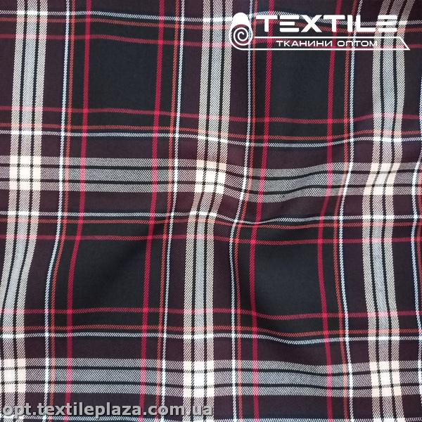 Костюмная ткань Клетка демисезонная 4176D1C1 красно-коричнево-черный