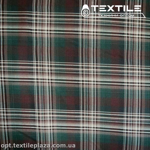 Костюмная ткань Клетка демисезонная 3995D14C1 изумрудно-коричневый
