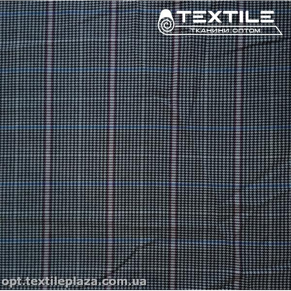 Костюмная ткань Клетка демисезонная 3667D7C1 сине-черный