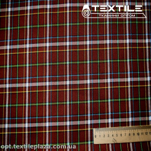 Костюмная ткань Клетка демисезонная 3666D374C1 коричневый