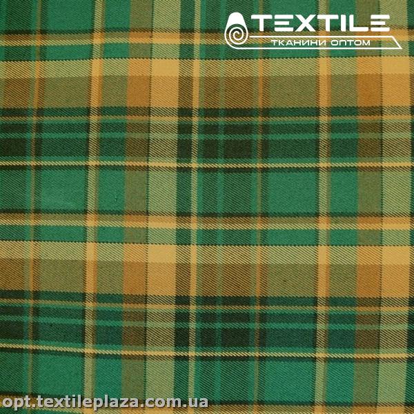 Костюмная ткань Клетка демисезонная 3995D7C1 бежево-зеленый
