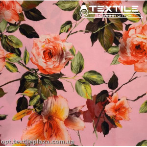 Костюмная ткань Барби цветная 3161D7C1 цветы, розовый