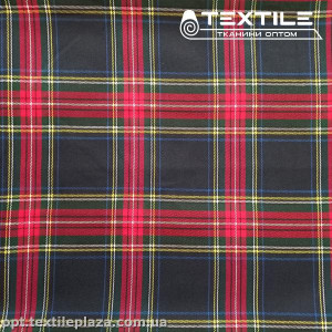 Костюмная ткань Клетка демисезонная 4176D3C1 зелено-красно-синий
