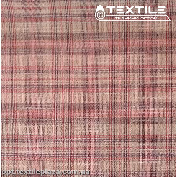 Костюмная ткань Клетка демисезонная 3838D7C2 бордово-розовый