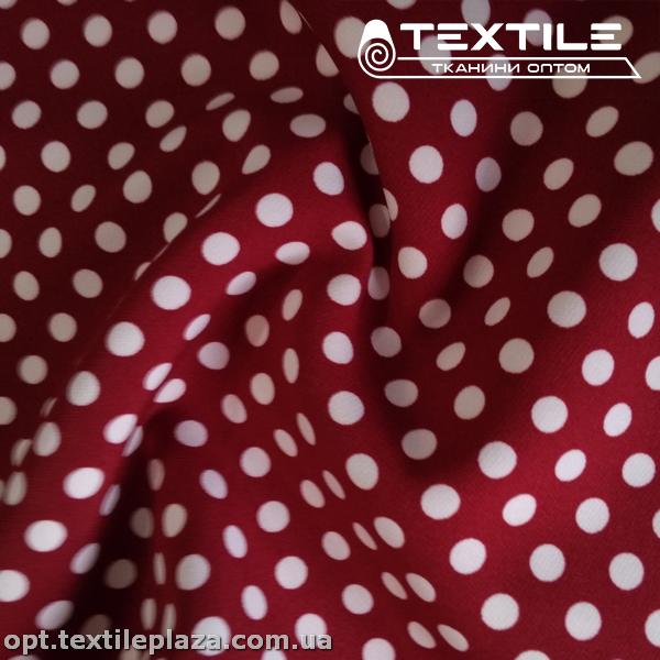 Костюмная ткань Барби цветная 3748D2C3 горошек, темно-красный