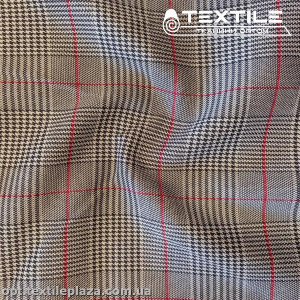 Костюмная ткань Клетка демисезонная 4176D7C3 красно-черно-молочный