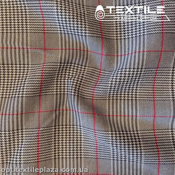 Костюмная ткань Клетка демисезонная 4176D7C3 красно-черно-молочный