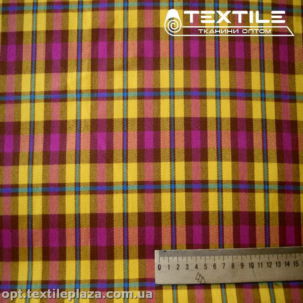 Костюмная ткань Клетка демисезонная 3666D411C1 розово-желтый