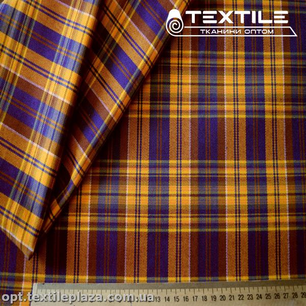 Костюмная ткань Клетка демисезонная 3666D377C1 сине-желтый