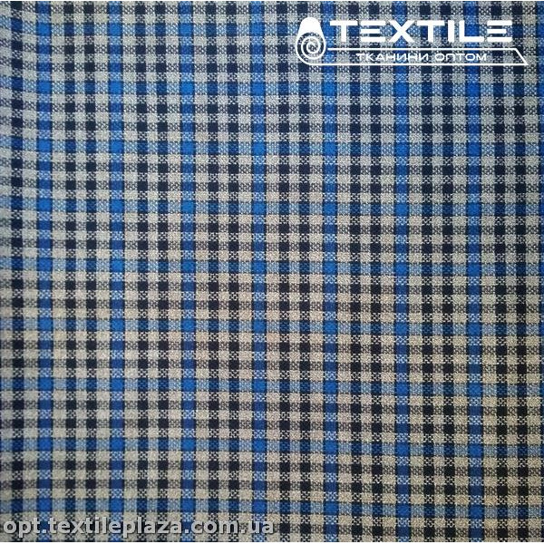 Костюмная ткань Клетка демисезонная 3838D1C1 сине-черный