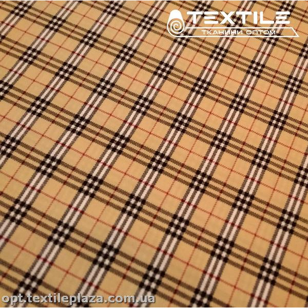 Костюмная ткань SPH-принт цветная 4057D18C3 клетка, бежево-пудровый
