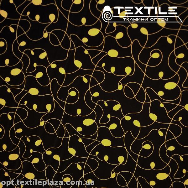 Костюмная ткань SPH-принт цветная 4057D8C1 капли горчичные, черный