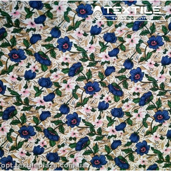 Костюмная ткань SPH-принт цветная 4057D1C1 цветы, бежевый