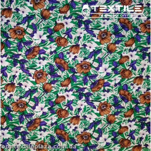 Костюмная ткань SPH-принт цветная 4057D1C2 цветы, зеленый