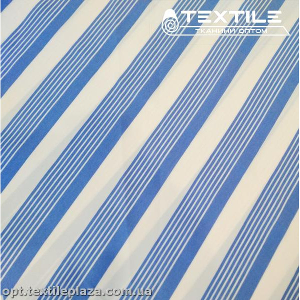 Костюмная ткань SPH-принт цветная 4057D25C1 полоска, бело-голубой